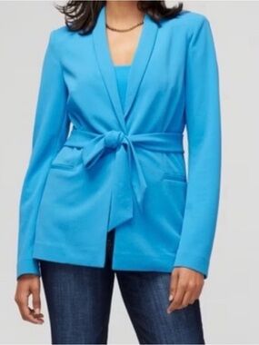 White House Black Market Women's Belted Isla Blue Blazer Jacket
